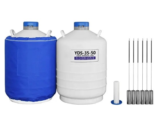 Liquid nitrogen container with canisters Liquid nitrogen container with canisters