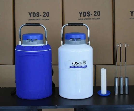 Liquid nitrogen container with canisters Liquid nitrogen container with canisters